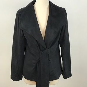 Wrap style gray faux suede blazer charcoal career